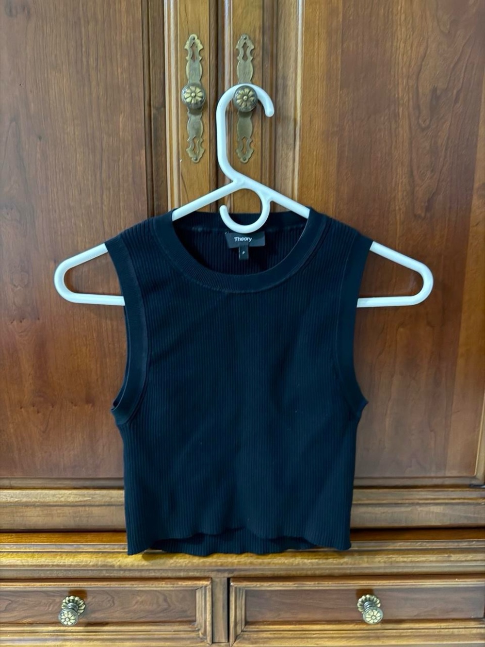 Theory Black Ribbed Sleeveless Tank